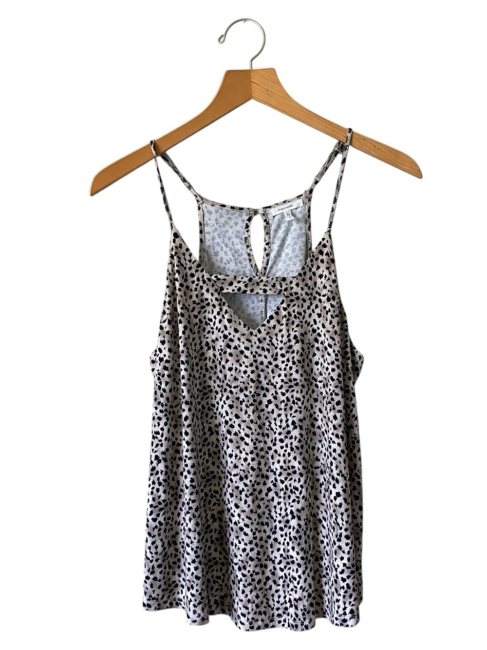 Maurices Animal Print Blouse Cheetah Sz L Spaghetti Strap Keyhole Mob Wife NWT